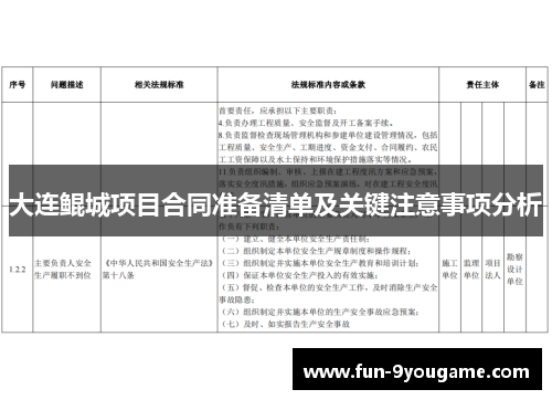 大连鲲城项目合同准备清单及关键注意事项分析